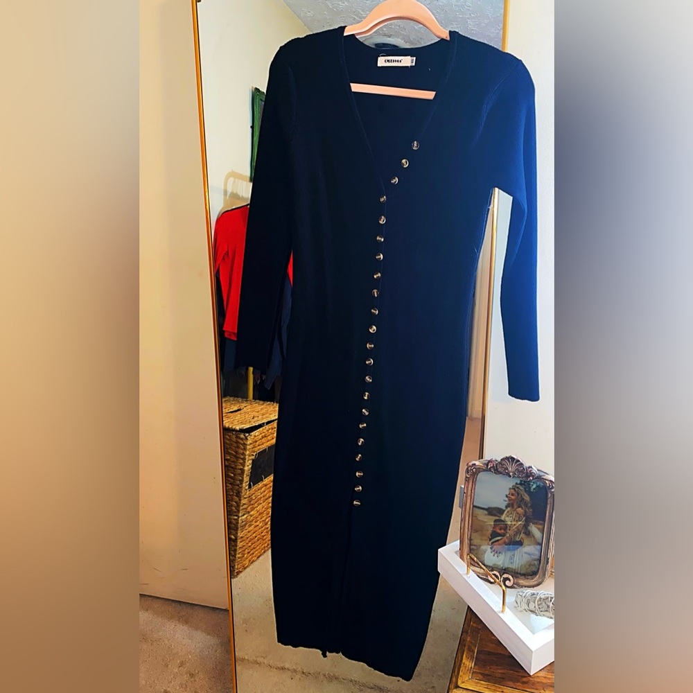 Black button up sweater dress